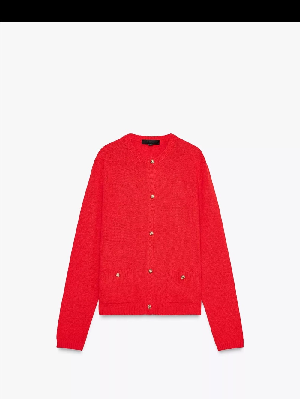 Zara Bright Red Button-Front Knit Cardigan
